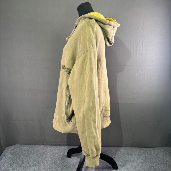 VTG 686 Hoodie Men’s L Y2K Logo Snowboard Ski Zip Pockets Gorpcore Olive Green - Picture 2 of 13